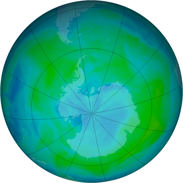 Antarctic ozone map for 27 January 2000